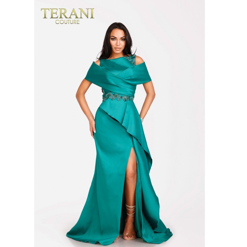 BNWT Terani Couture SOLD OUT  231M0471 LUXE Emerald formal Evening Dress